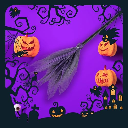 Miniatura 5 de Accesorios de escoba de bruja de Halloween, 2 escobas de bruja, escoba de Halloween, accesorios de disfraz de bruja para Halloween, fiesta de