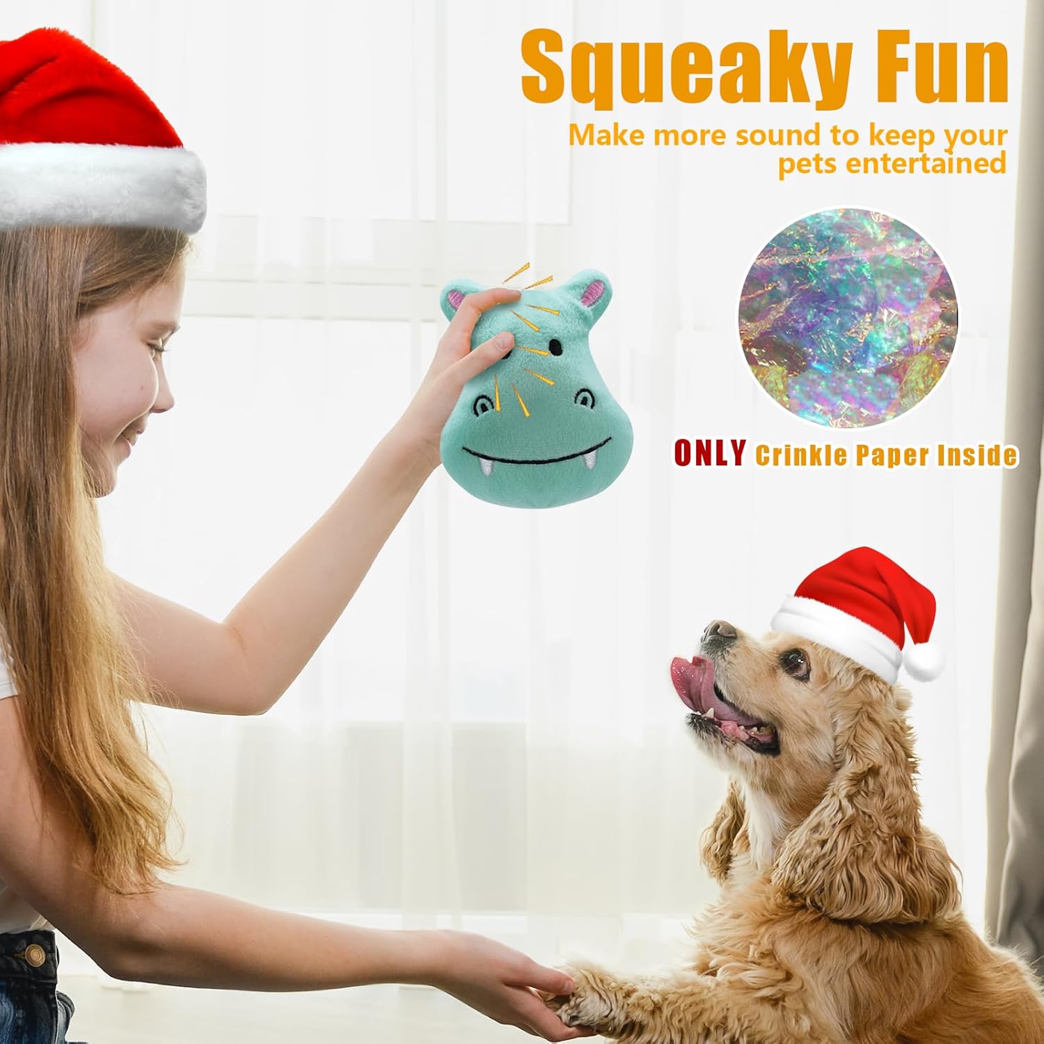 YZHDUXIU Christmas Dog Toys, 11 Pcs Christmas Toys for Small Dogs + Christmas French Fry PlushToys