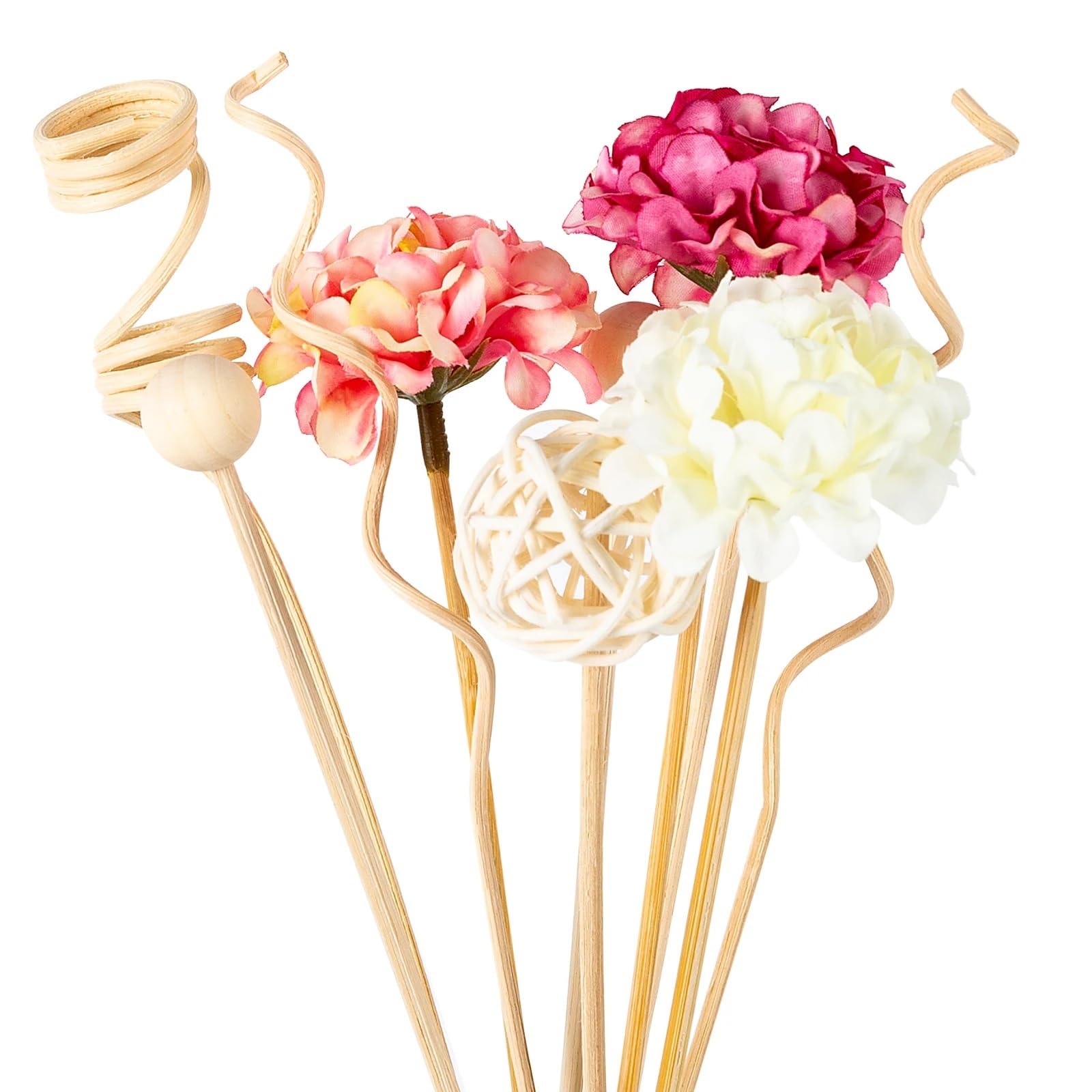 XUCZHAI 10PCS Pink Hydrangea Flower Rattan Sticks Fireless Fragrances Reed Diffuser Stick DIY Ornaments Home Decor