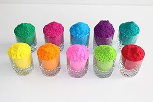 Holi Color Powder Organic Premium 12 Pack with Bonuses for Vivid Color Play