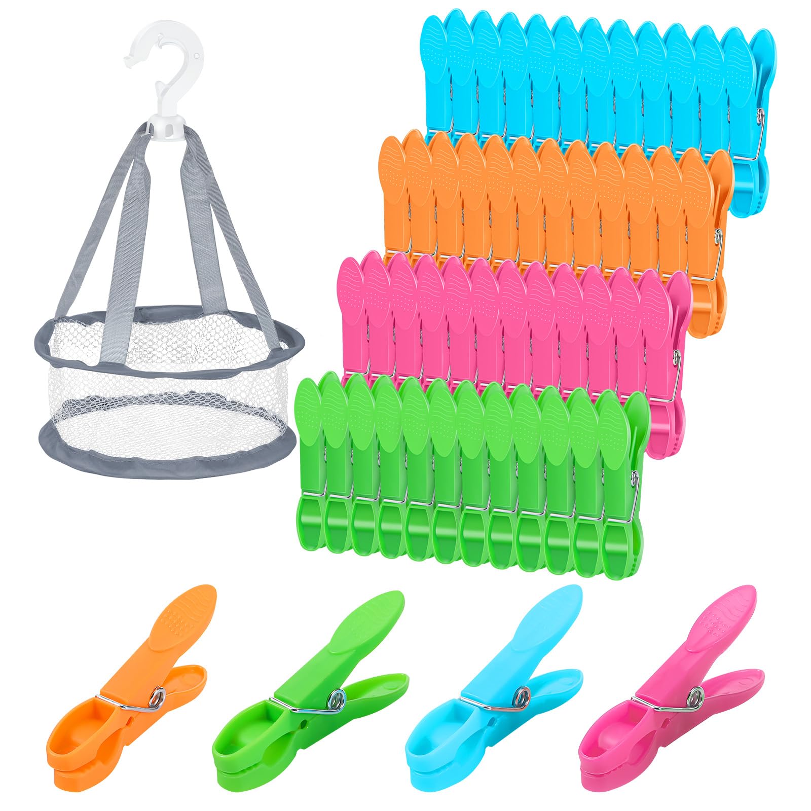 MICHIHOMIE 48 Packs Clothes Pegs for Washing Line with Bag, Windproof Washing Pegs Mark Free, Strong Grip Minky Pegs, Plastic Non Slip Laundry Pegs for Washing Line Outside Home and Garden