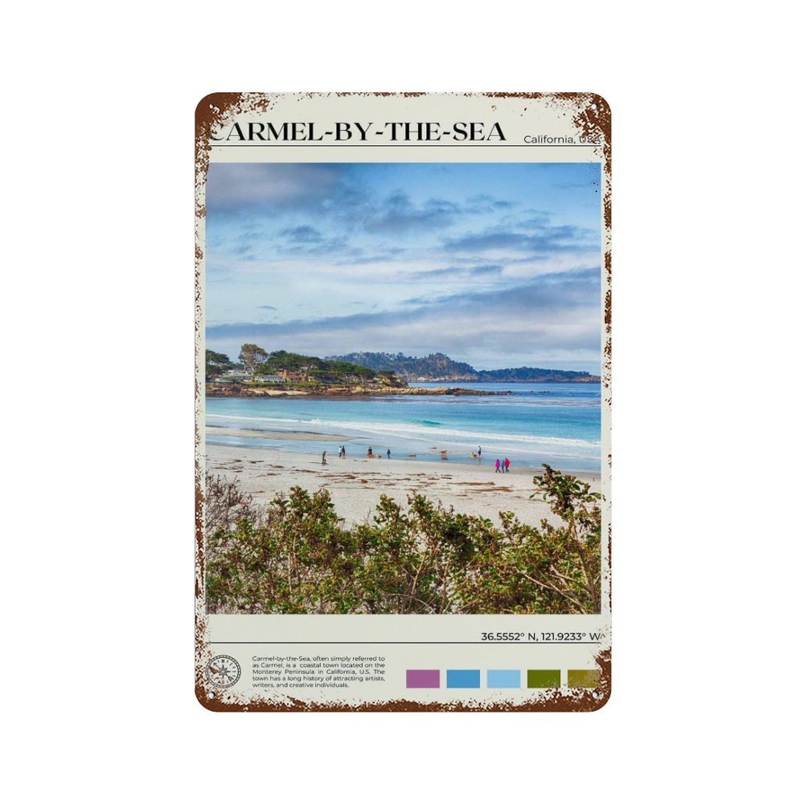 xiaoxiaoshen Real Photo Carmel-by-the Wall Decor Art Metal Tin Poster Modern Home Decor Art Home Bar Shop Decorations Vintage Sign 30x20cm