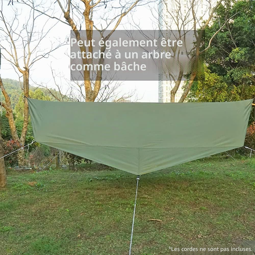 4.1x4.1m Grand Tapis de Tente de Camping Polyvalente Etanche Bâches de Sol Ultralight Tente Empreinte Tarp pour Hamac Pique-Nique Randonnée Trekking