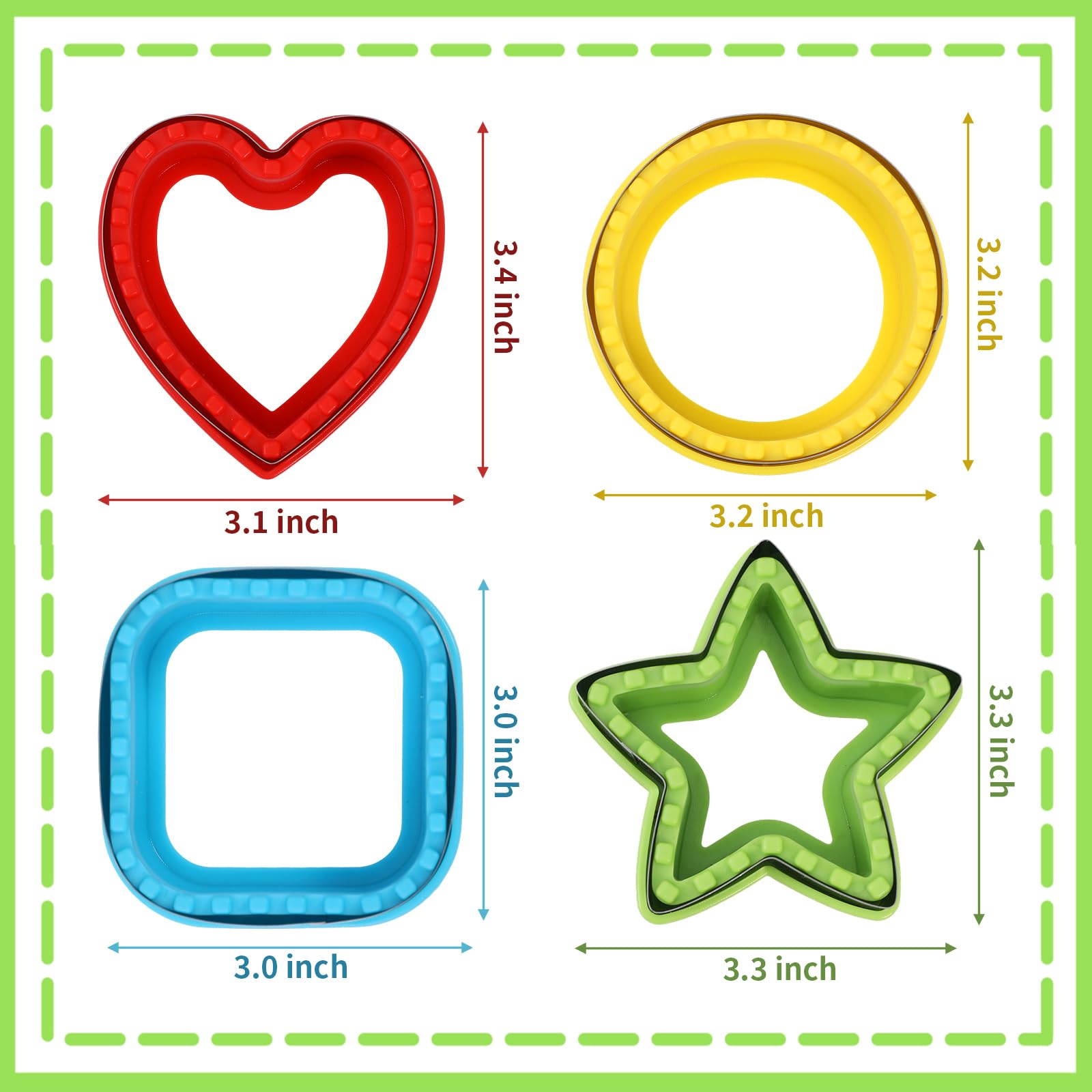 BakingWorld Foremka do wycinania kanapek i uszczelniacz, zestaw 4 pieczywo kanapki do naleśników DIY foremki do ciastek dla dzieci pudełko Bento, okrągłe serce gwiazda kwadratowe kształty kanapka forma do wyciskania