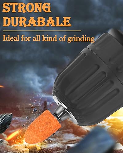 Miniatura 2 de Juego de 45 piedras de moler con vástago de 18 pulgadas, broca de lijado para rueda de aleta de herramienta giratoria para moler, pulido, desbarbado