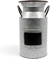 Vista 5 de Hosley Lata de Leche Galvanizada - Jarrón Rústico de 9.75" de Altura, Jarrón de Granja, Jarrón de Flores Vintage para Arreglos Florales, Bodas, Spa