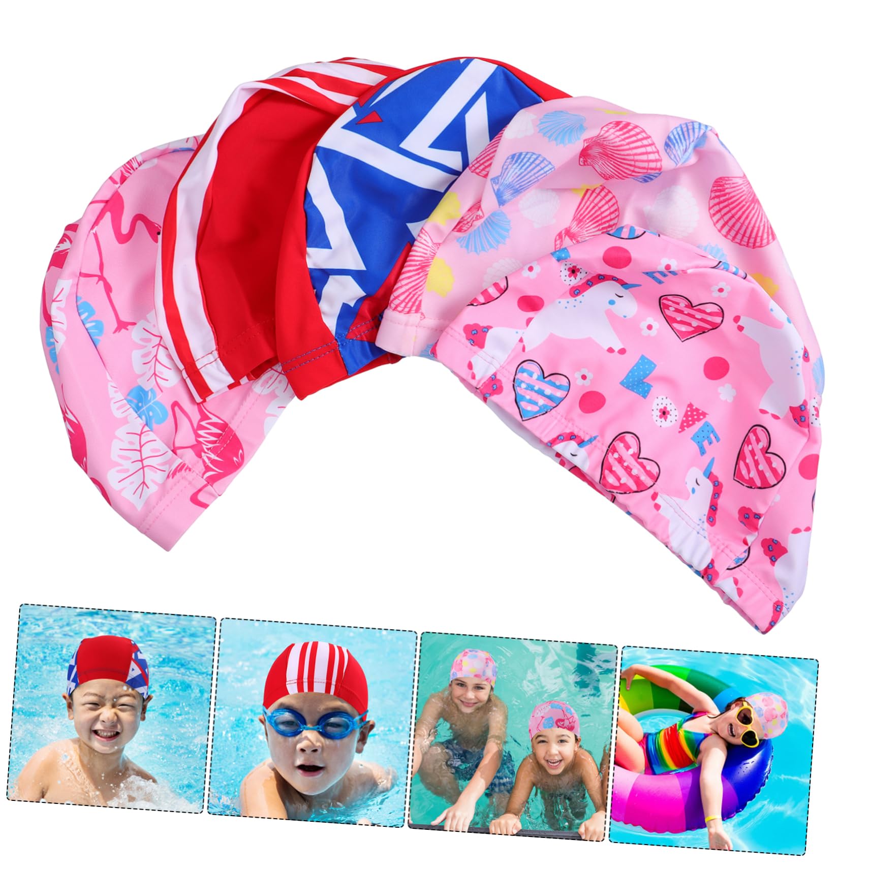 BESPORTBLE 2 Set Di Cuffie Da Nuoto Elasticizzate Per Bambini Per Ragazzi E Ragazze in Poliestere Per Bambini 5 Pezzi*2