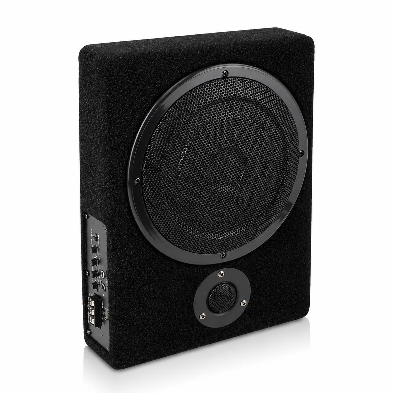 8" 12V 600W Auto Subwoofer Unter-Sitz Verstärker Lautsprecher Slim Box mit 200W RMS 4Ω Holzgehäuse für 12V Fahrzeuge Bass Lautsprecher mit Lautstärkeregler Kabel-Set Montageset