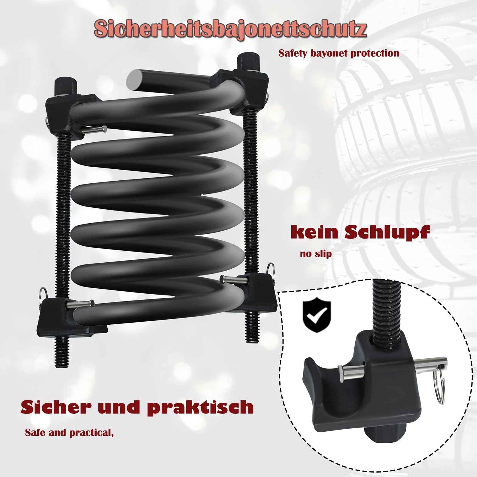 LZQ Set di 2 tensionatori a molla universali per auto, max. 375 mm, con scatola di immagazzinamento per molle di sospensione