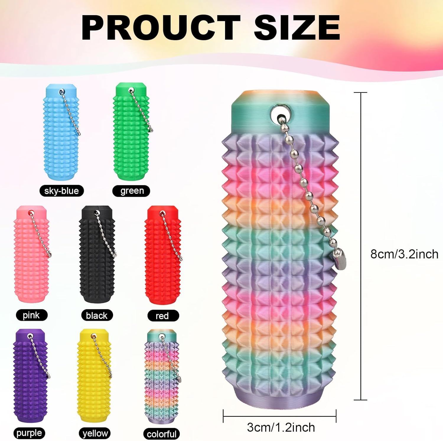 Little Ouchies Spiky Fidget – Portable Anxiety Relief Toy for Adults Stress Pain Stim Sensory Tool with Quiet Design | Novelty Gift (Colorful)