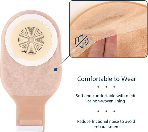 Miniatura 4 de 30 bolsas de colostomía, suministros de ostomía, bolsa de ostomía drenable de una pieza con cierre para el cuidado del estoma de ileostomía, bolsa