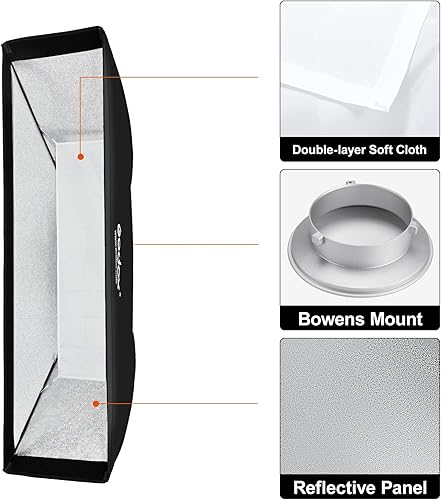 Miniatura 4 de Godox Caja de luz de rejilla Honeycomd de abeja de 13 x 63 pulgadas con anillo de velocidad de montaje Bowens compatible con Godox Studio Flash y