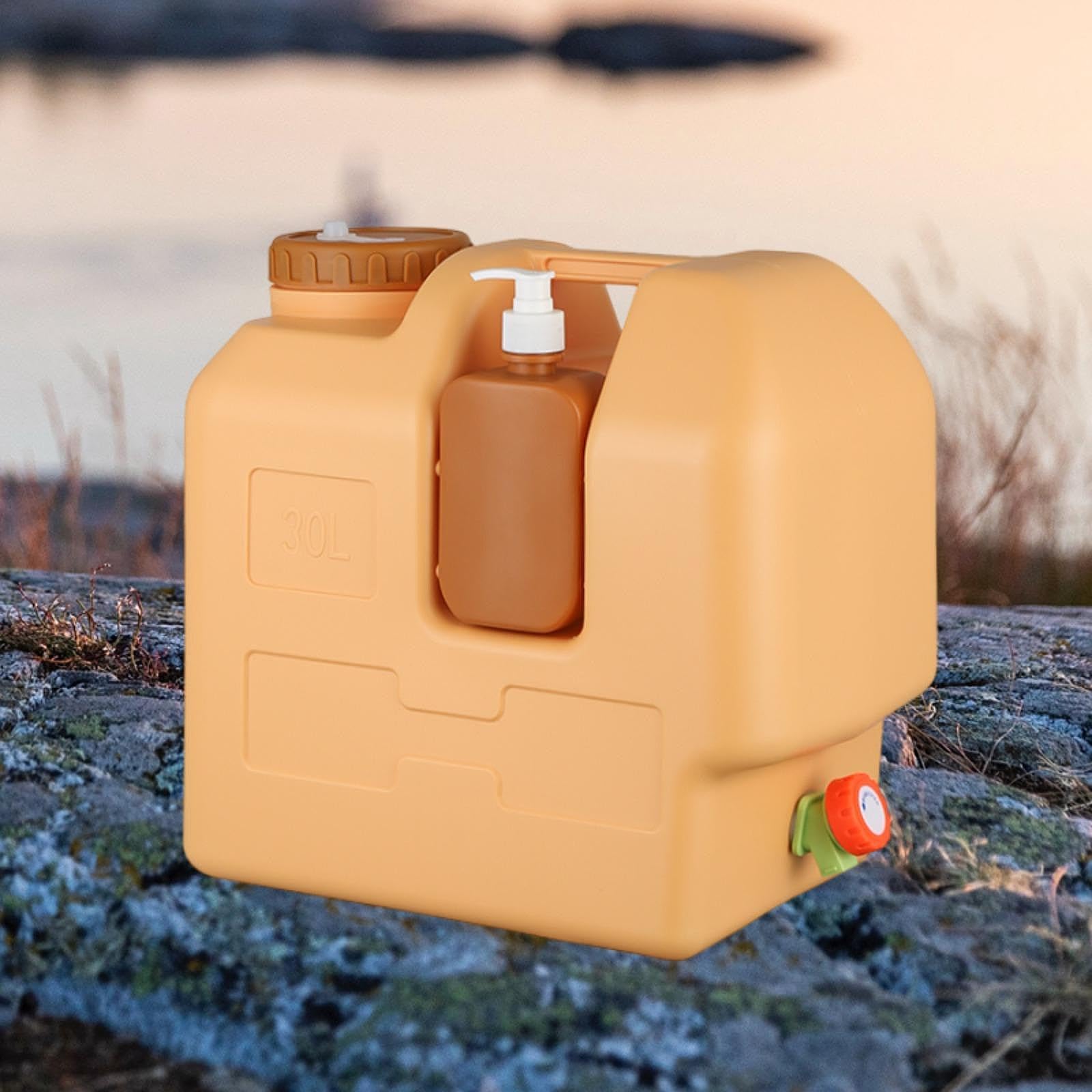 Wasserkanister mit Und Seifenspender, Tragbarer, Lebensmittelechter Wasserbehälter für Camping, Grillen Und