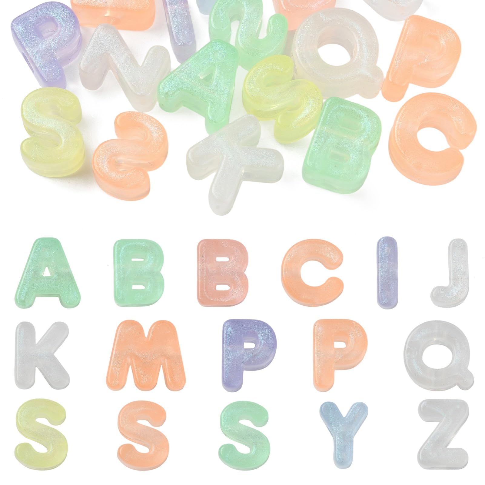 Craftora 50g Random Letter Beads Luminous Acrylic European Beads