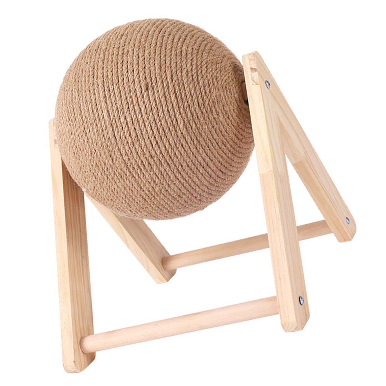 Cat Scratching Ball, Interactive Solid Wood Scratching Post with Sisal Rope to Sharpen Claws