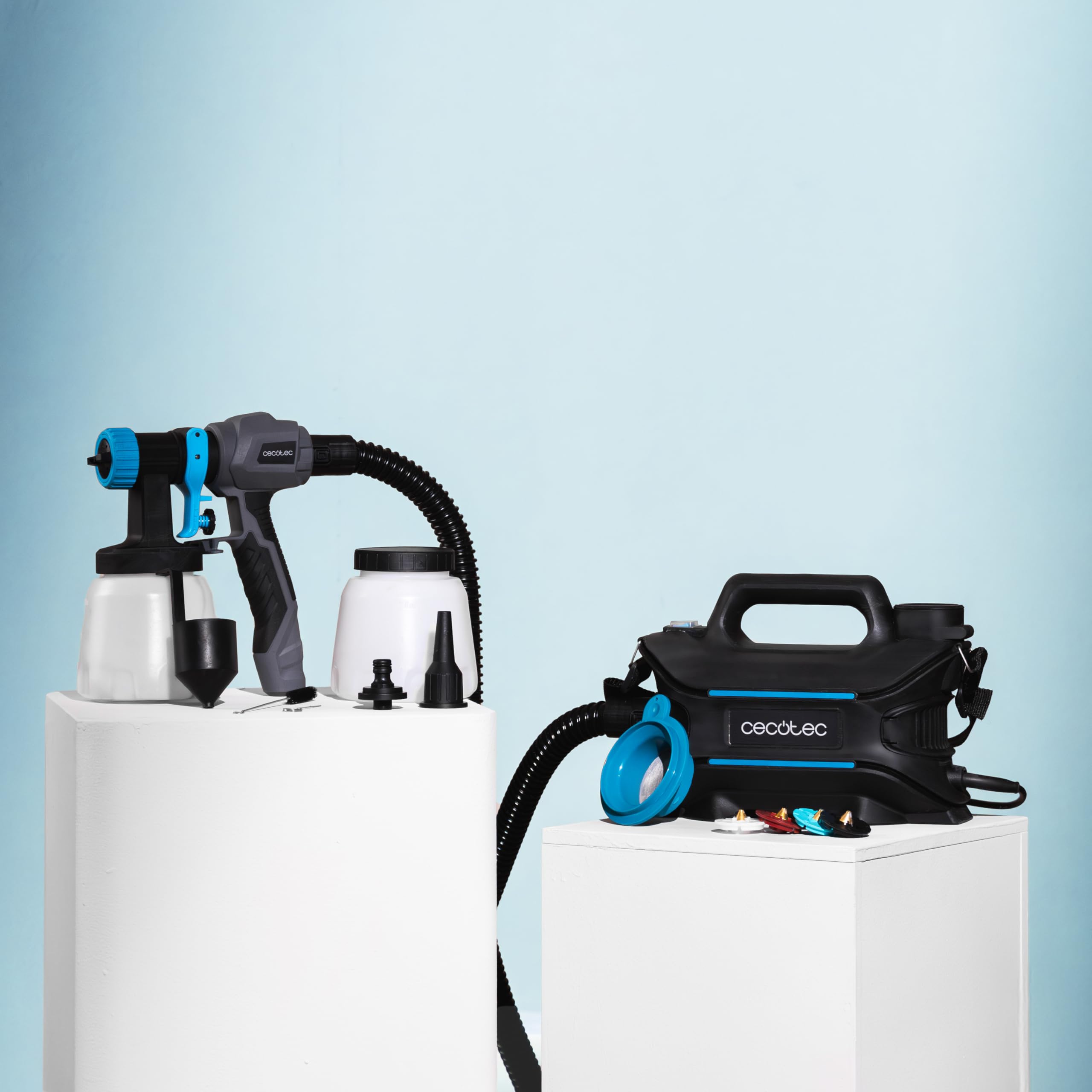 Cecotec Spruzzatore Vernice PerfectPaint 800 EasyGo con 800W Potenza, Precisione 18kPa, Include 4 Ugelli, 2 Contenitori 1200ml, Tracolla Inclusa, Flusso Massimo 1000ml/min