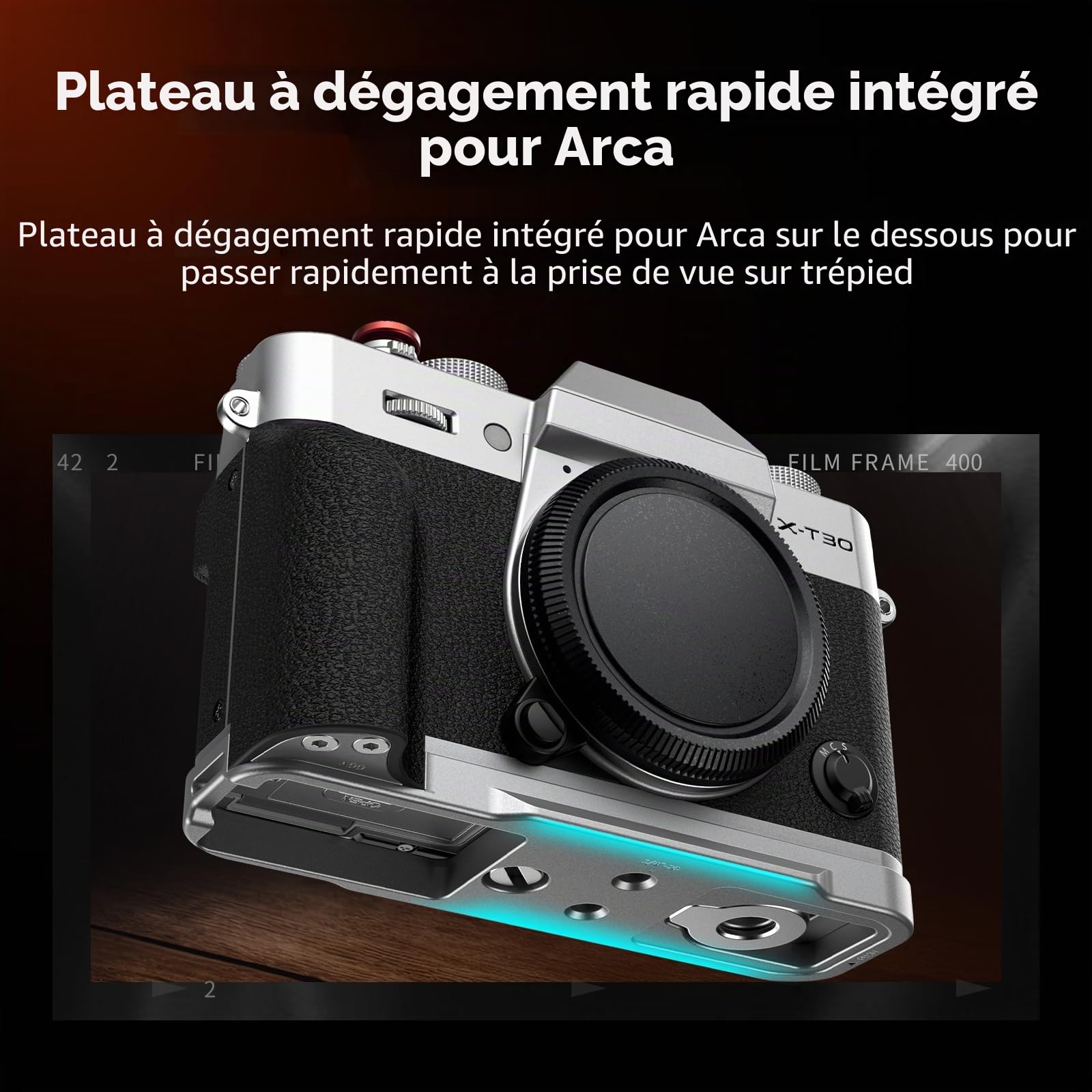 SMALLRIG Poignée en L pour FUJIFILM X-T30 III/X-T30 II/X-T30, avec Plaque de Dégagement Rapide Intégrée pour Arca-Swiss, Pas de Vis 1/4"-20, Poignée Ergonomique, Bouton de Déclenchement, Argent