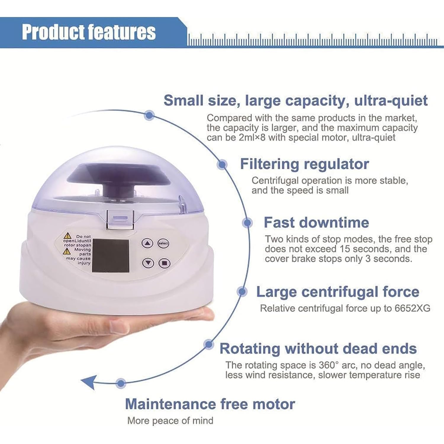 Mini Centrifugeuse De Laboratoire, Centrifugeuse PRP 0-12000RPM, Synchronisation 0-9999min, Avec Rotor À Micro-tubes À 8 Places, Affichage Numérique À LED, Pour 0.2/0.5/1.5/ Micro-tubes De 2,0 Ml