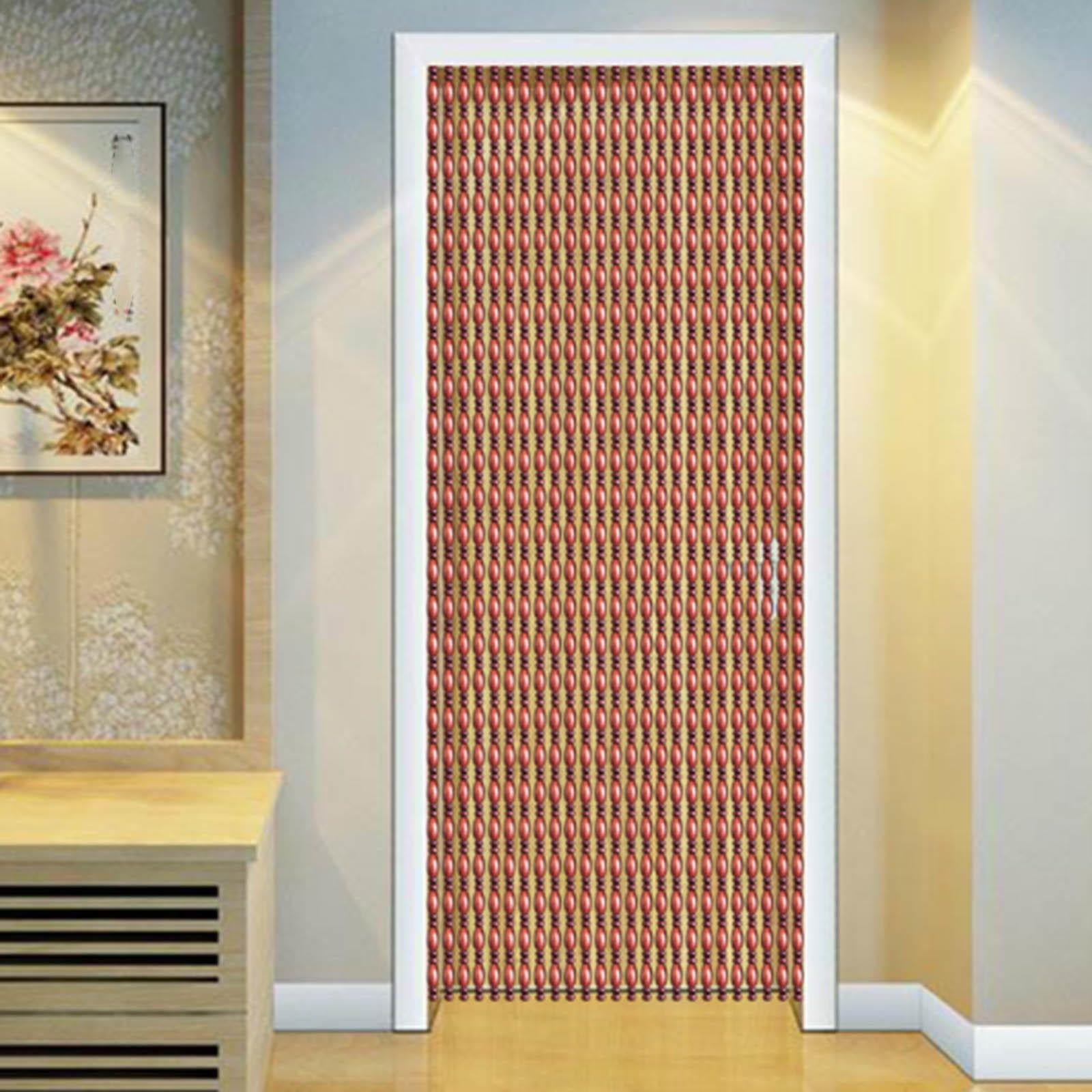 Zasłona na drzwi z koralikami drewniane koraliki 60 x 180 cm 80 x 180 cm 90 x 200 cm 110 x 200 cm 120 x 200 cm wiszący sznurek, zasłony, moskitiera, panel 50 pasm (100 x 120 cm)