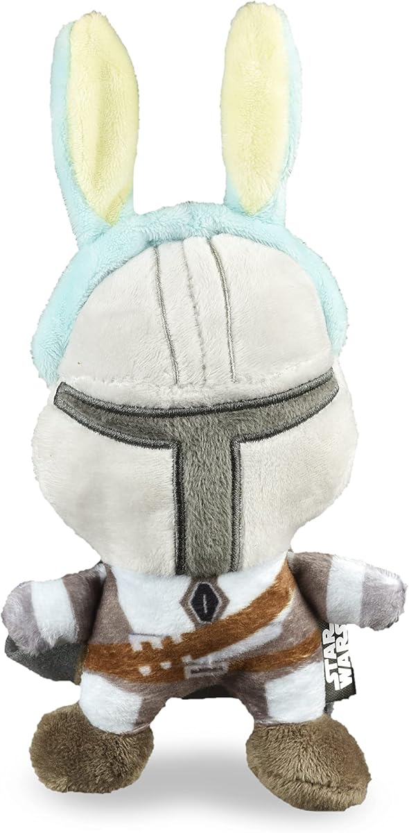 STAR WARS Pascua 6" Mandalorian Conejo de Pascua Squeaker Juguete para mascotas | 6 Peluche Squeaker Pascua Mandalorian Juguete para mascotas para perros Pascua Relleno Mandalorian 6 pulgadas, FF19490