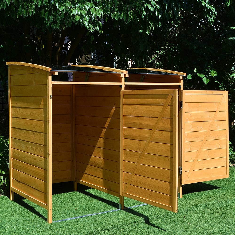 Melko Cache-poubelle 240 l en bois 140 x 85 x 127 cm avec paroi arrière