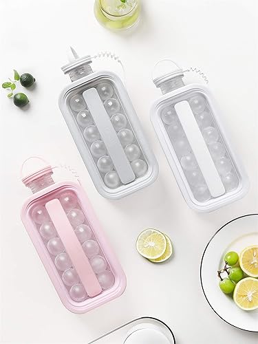 Miniatura 5 de LittleStar - Bandejas de cubitos de hielo, recipiente portátil 2 en 1 para hacer bolitas de hielo, 17 rejillas, cuerpo plano y tapa, para hockey,