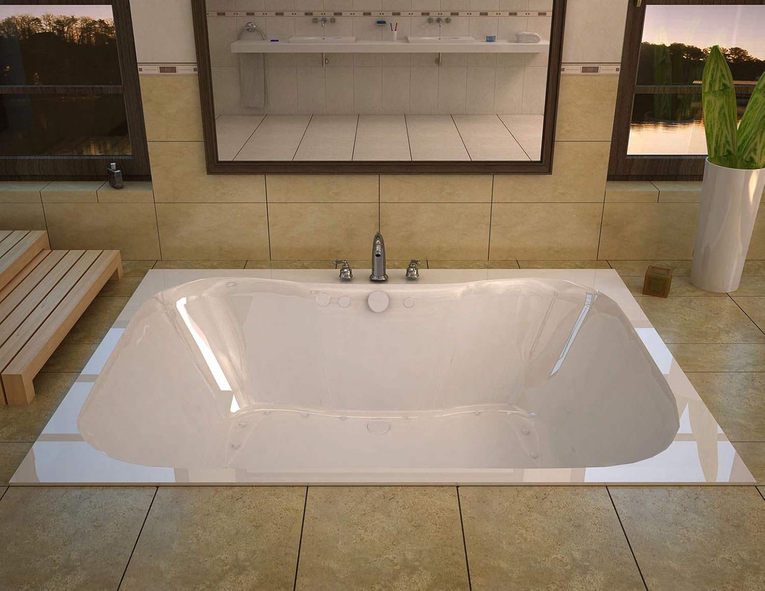 Avano 4060NAL Maui 58" Drop In Air Tub with 24 Air Jets, 3 Speed Air Jet Blower and Left Drain