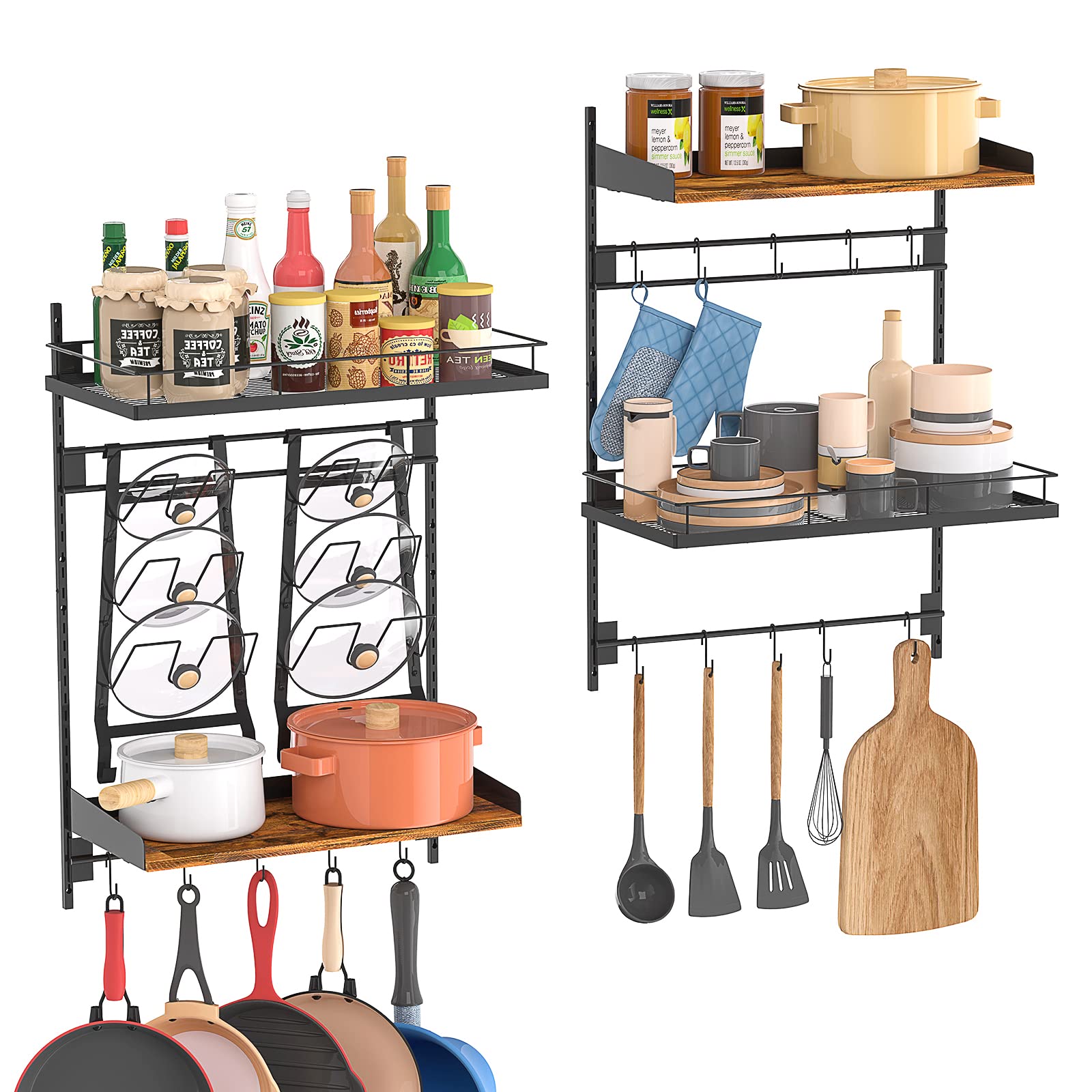 Zitaloken Hanging Pots and Pans Organizer, 2 Packs Adjustable Kitchen