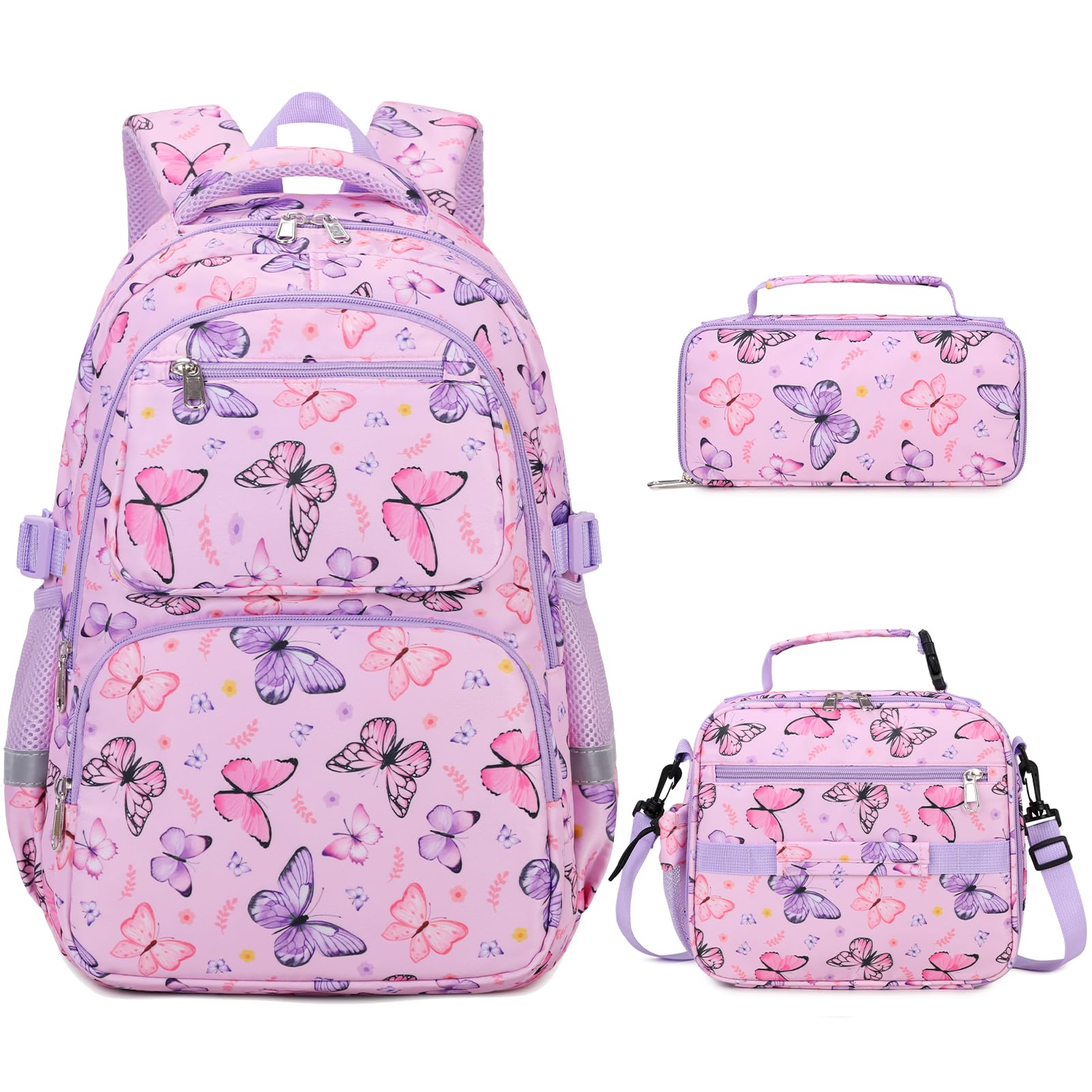 DIGOBAY Kids Backpack for Girls, 3PCS Toddler Girls Backpack Set with Lunch Box & Pencil Case, School Bag Cute Bookbag for Preschool Kindergarten
