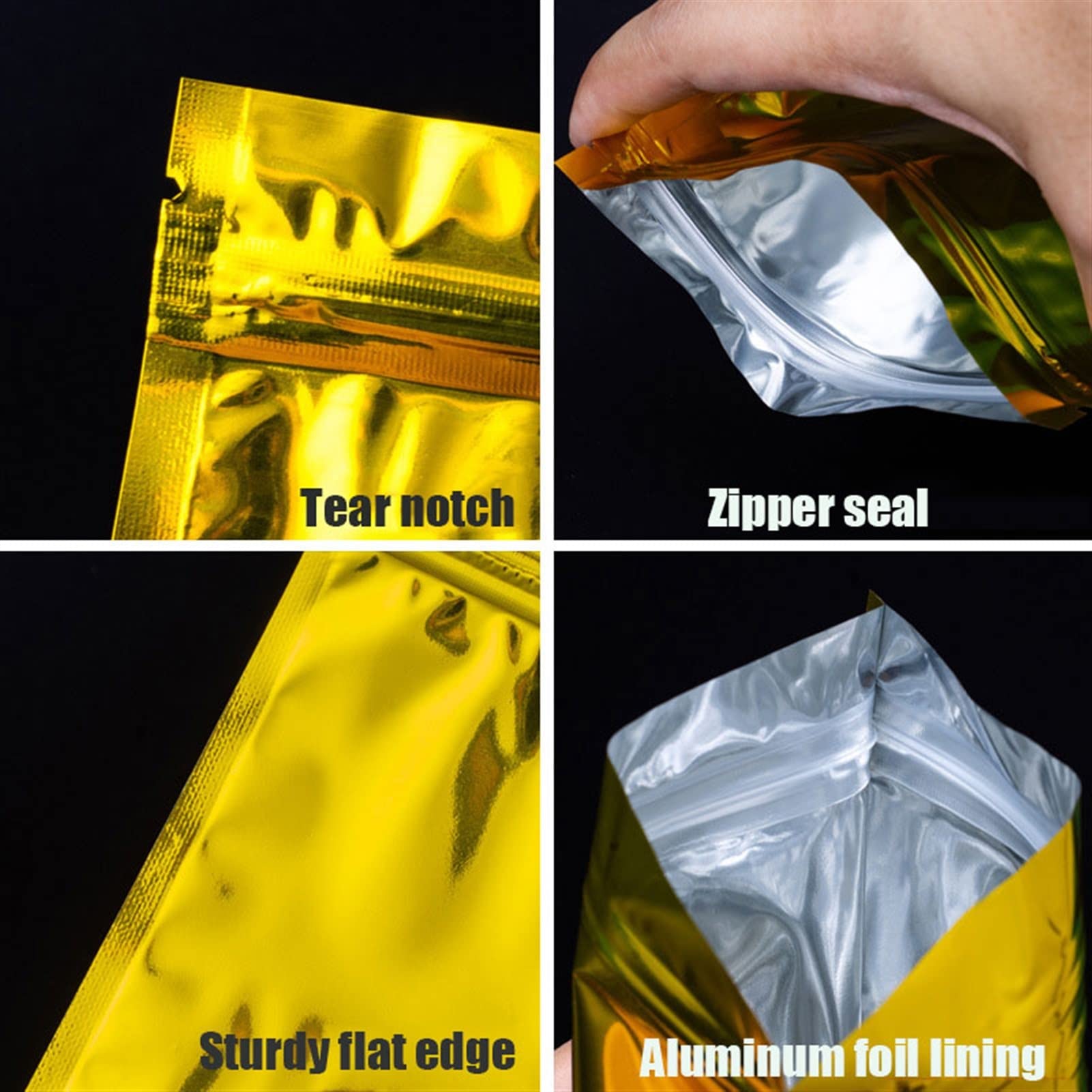 YAAVAAW Sacchetti A Chiusura Lampo In Lamina D'oro Piccoli - Foto 10