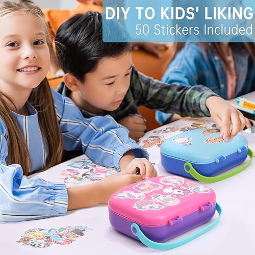 Miniatura 3 de HAIXIN HOME Bento Box - Lonchera a prueba de fugas para niños, contenedores de lonchera con 4 compartimentos, incluye 50 calcomanías para que los