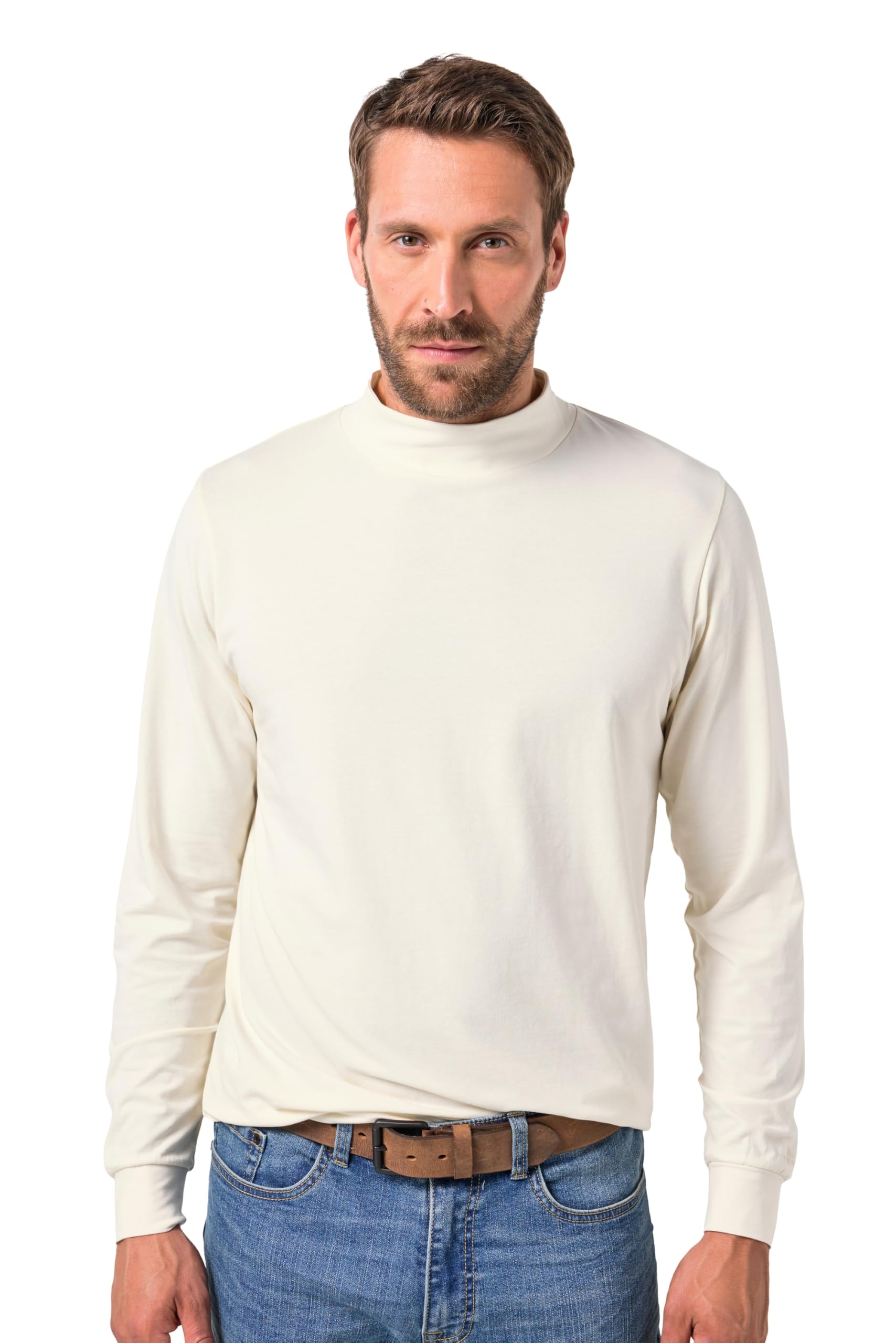 JP 1880 Herren Jp Aware Basic-Langarmshirt, Flexnamic®, GOTS Zertifizierte Biobaumwolle, Bis 8 XL T-Shirt 1/2