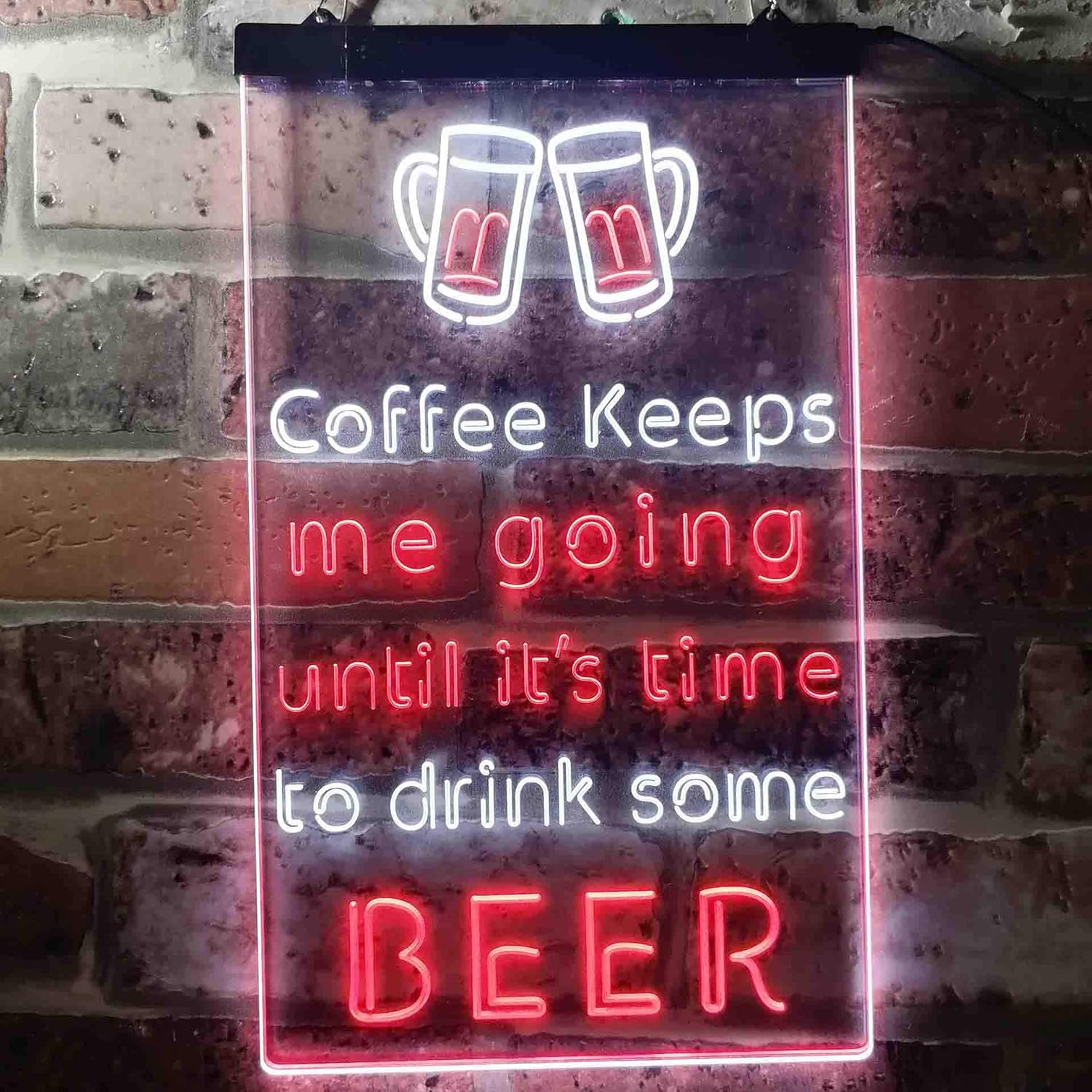 ADVPRO Coffee Keep Me Going Until It's Time to Drink Some Beer Dual Color LED Neon Sign White & Red 12 x 16 Inches st6s34-i3681-wr