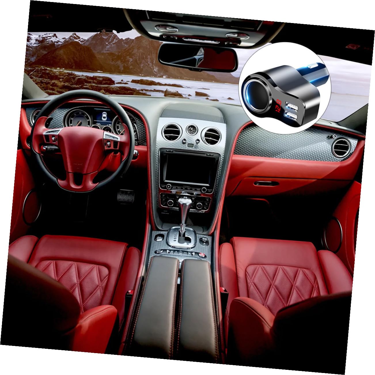 Cargador Rápido para Coche De Metal Cargador De Coche Pantalla Digital De Teléfono Móvil USB Dual para Viajes