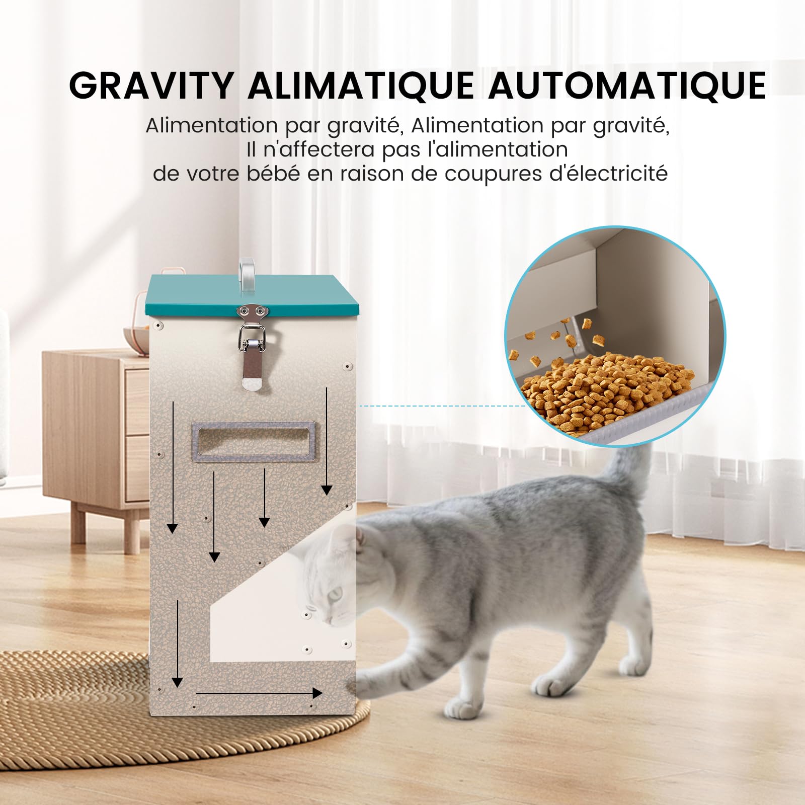 Distributeur automatique de nourriture sèche pour chats et chiens 10 l