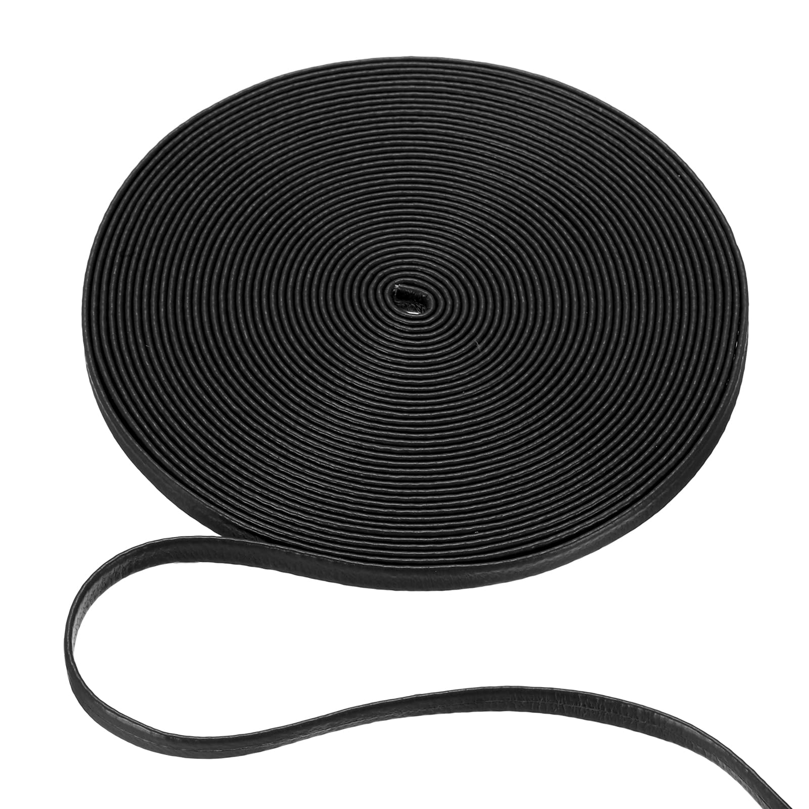 PATIKIL 5 m x 5 mm (L x W) Flat Leather Cord String, Leather Trimming Strips for Various DIY Crafts Pillows Headbands Quilts Purses Clothes, Black