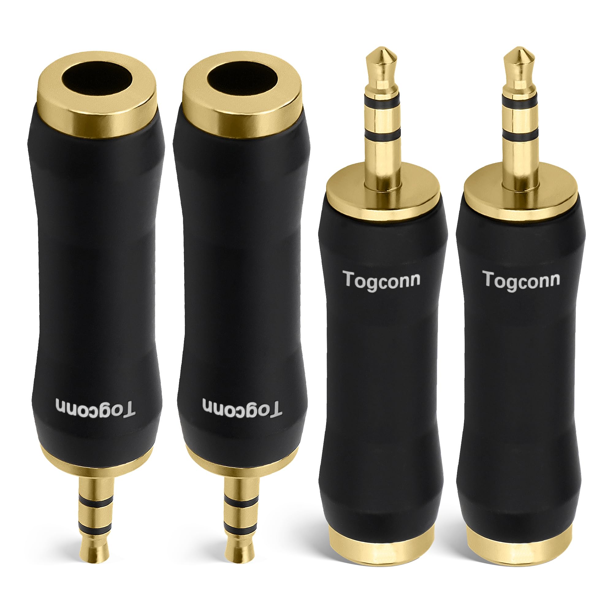 1/8 Inch to 1/4 Inch Adapter 4 Pack, 3.5mm TRS Stereo Male to 6.35mm Quarter Inch Female Jack Plug Gold-Plated Pure Copper Audio Converter Connector Premium Quality Series