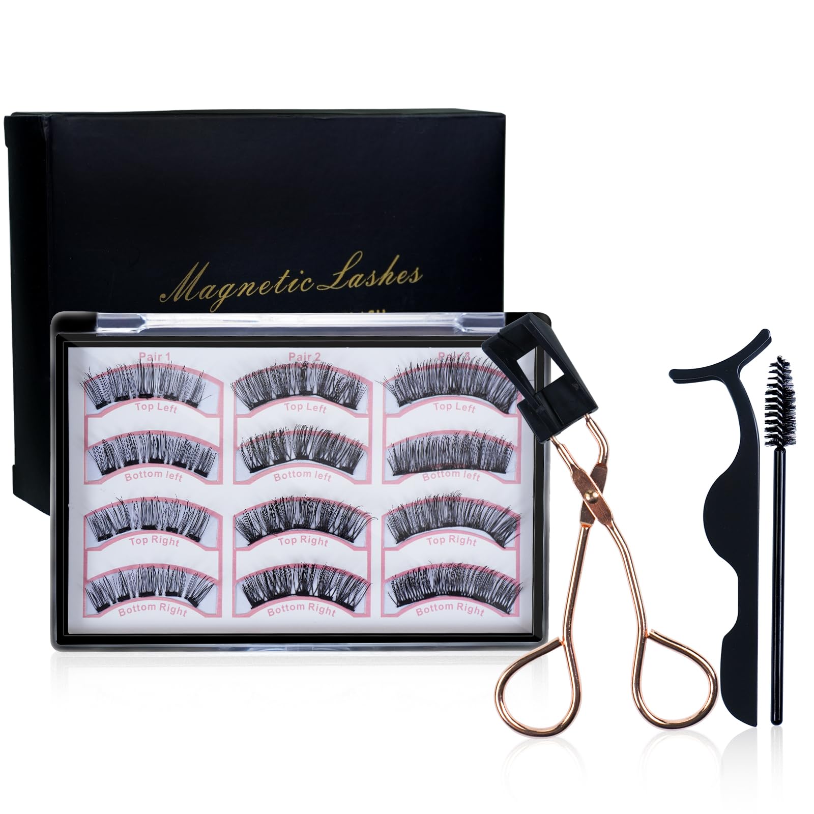 Pestañas Postizas Magneticas, 12 Piezas Reutilizables 3D Magnetic Fake Eyelashes, Aspecto Natural y Larga Duración No Requiere Pegamento, Impermeable, Confortable Fácil Usar