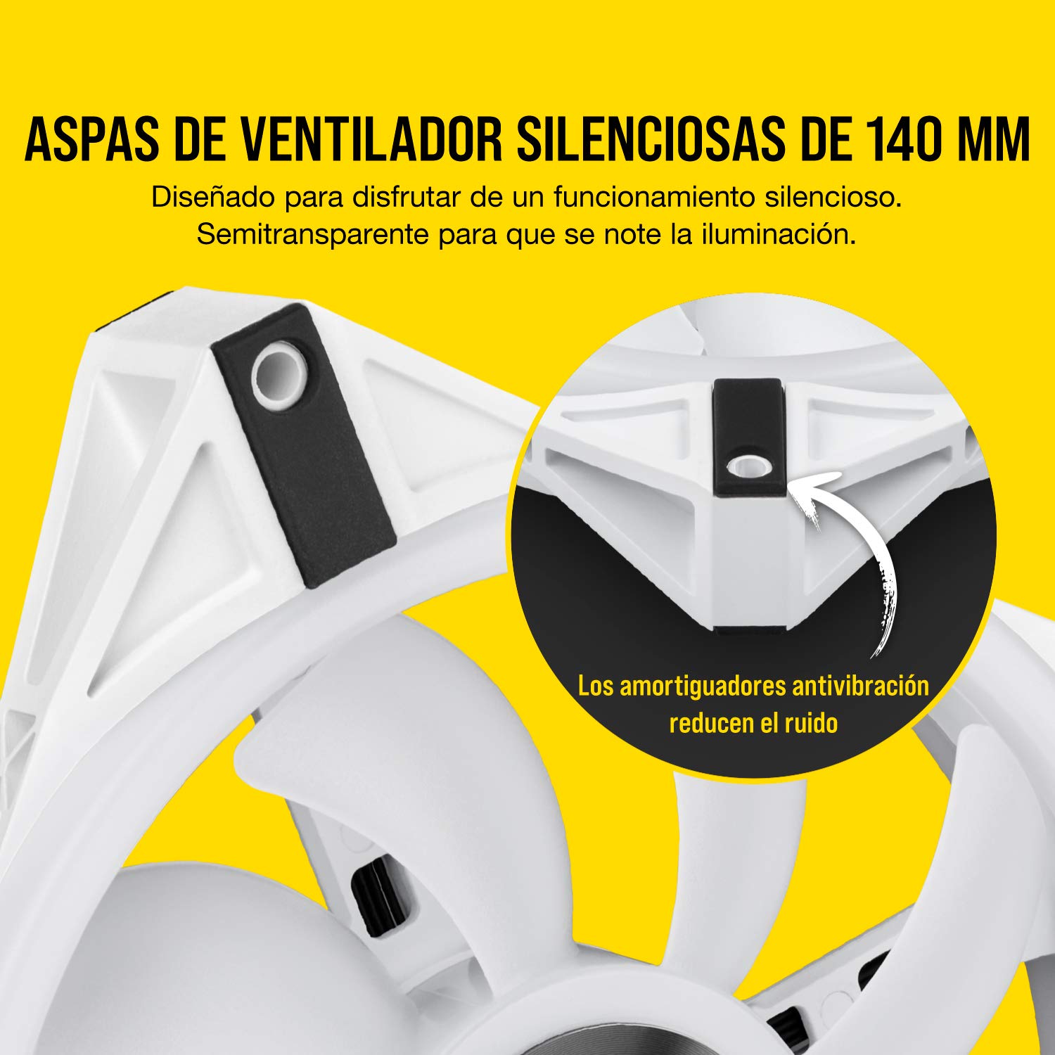 Corsair iCUE QL140 RGB, 140-mm-RGB-LED-PWM-Ventilador (34 LED RGB Controlables Individualmente, Velocidades de Hasta 1250 rpm, Silencioso) Paquete Individual - Blanco