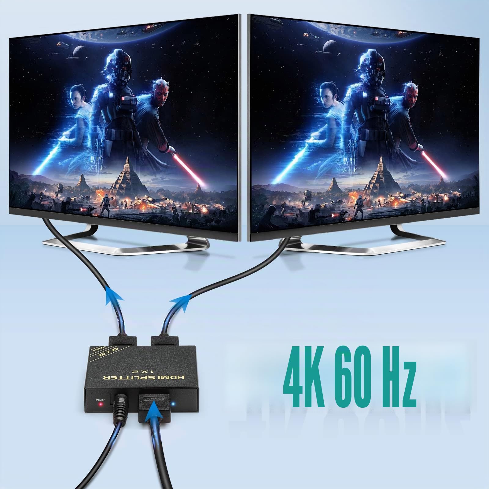 Splitter HDMI HBAVLINK 1 entrée 2 Sorties 4K 60Hz – Bypass HDCP 2.3, HDR, Dolby/DTS 5.1/7.1 – Compatible avec Firestick, PS3/PS5, Elgato HD60s/x/Pro, Apple TV 4K, Retrotink, Roku Stick