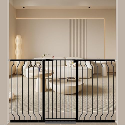 Miniatura 1 de ALLAIBB Puerta negra de 40.55 pulgadas extra alta de 29.92 a 62.60 pulgadas para bebé, montada a presión, seguridad para niños pequeños, puertas de