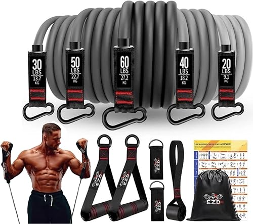 "Juego de bandas de resistencia  Bandas de entrenamiento resistentes de 200 libras para entrenamiento de fuerza, gimnasio en casa y terapia física