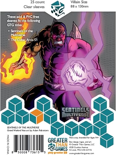 Miniatura 1 de Greater Than Games Fundas para cartas de juego de mesa de tamaño grande  villano, 3.465 in x 5.118 in, 25 fundas transparentes