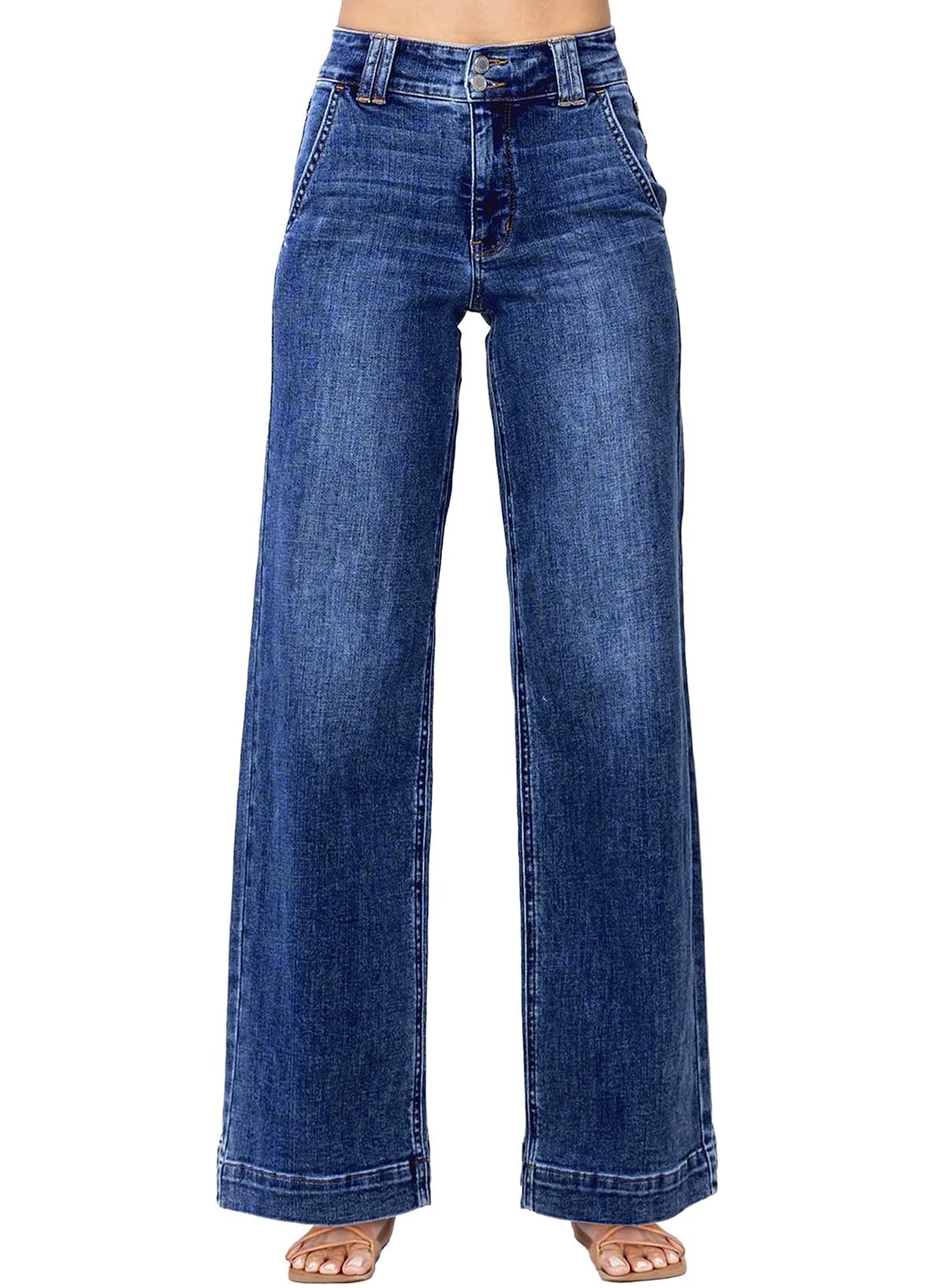Astylish High Waisted Wide Leg Straight Jeans