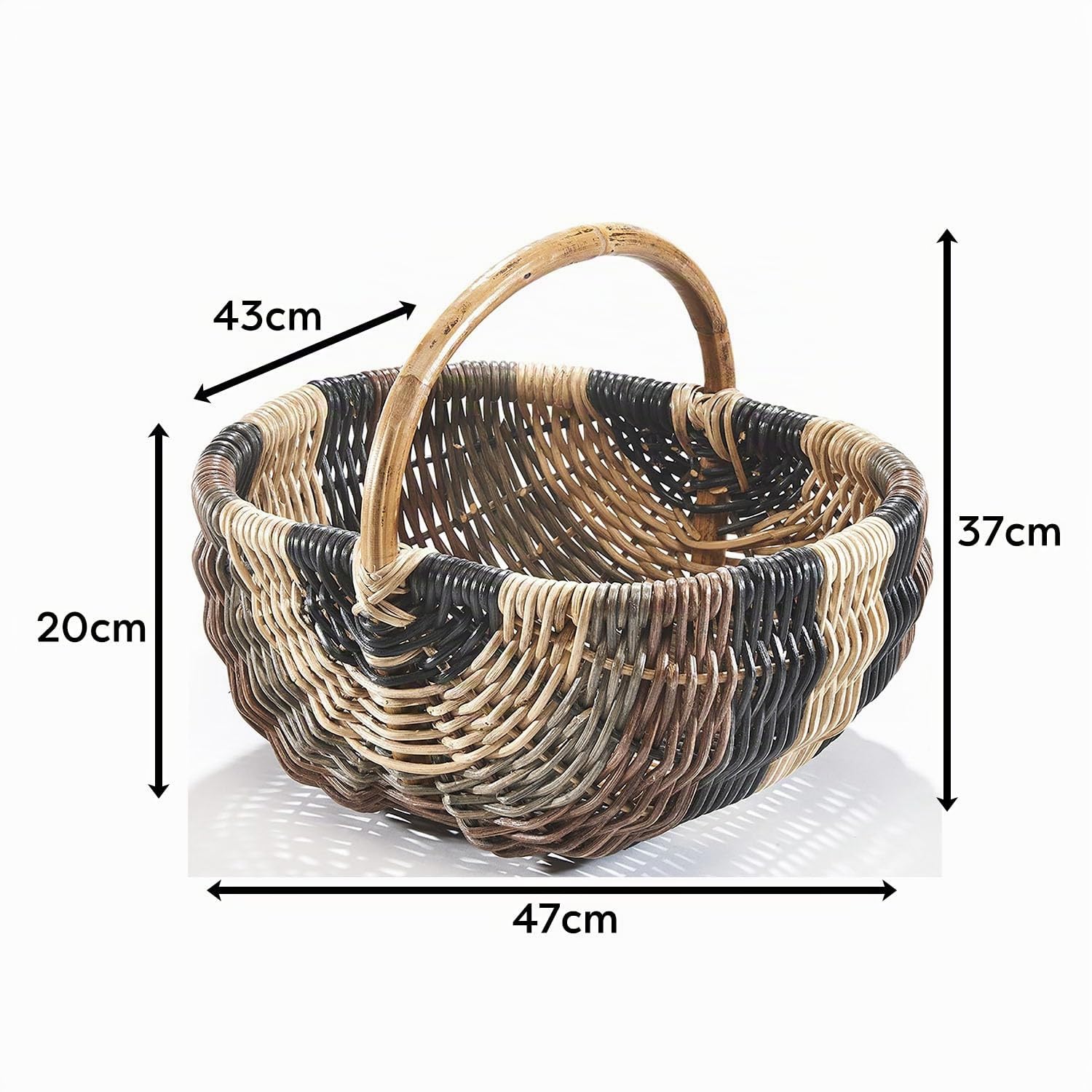 Kobolo Einkaufskorb Korb Rattankorb geflochten Rattan Mehrfarbig