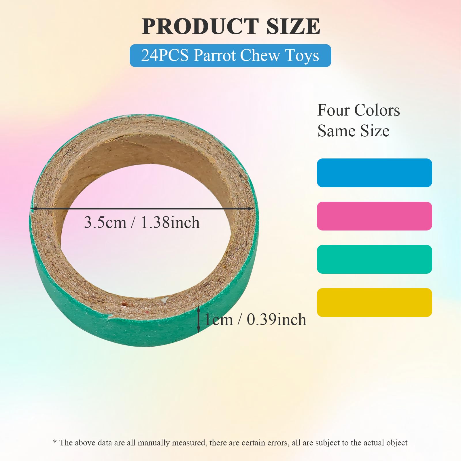 Puninoto 24Pcs Chew Bagels Bird Toys for Parrots,Colorful Cardboard Shredding Foraging Chew Toys,Safe Durable Bird Cage Enrichment for Parakeets,Cockatiels,Conures - image 5