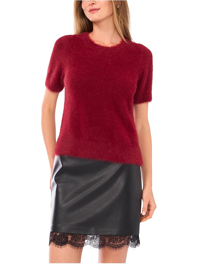 Vince Camuto Eyelashshort Sleeve Crew Neck