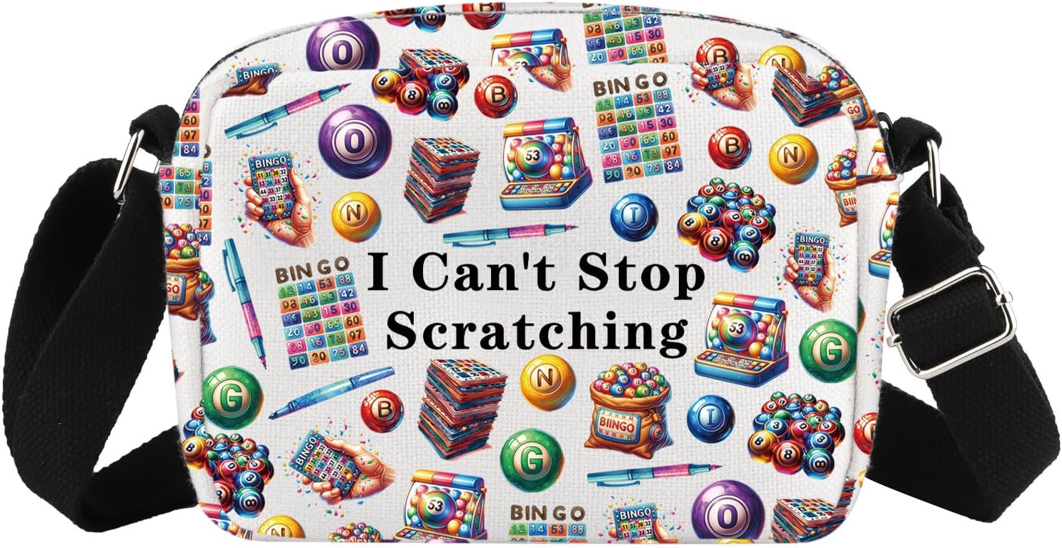 JXGZSO Funny Lottery Scratching Gift I Can't Stop Scratching Makeup Bag Casino Scratch Off Bag Scratch Ticket Gift For Casino Lover Lottery player (Scratching HCB)