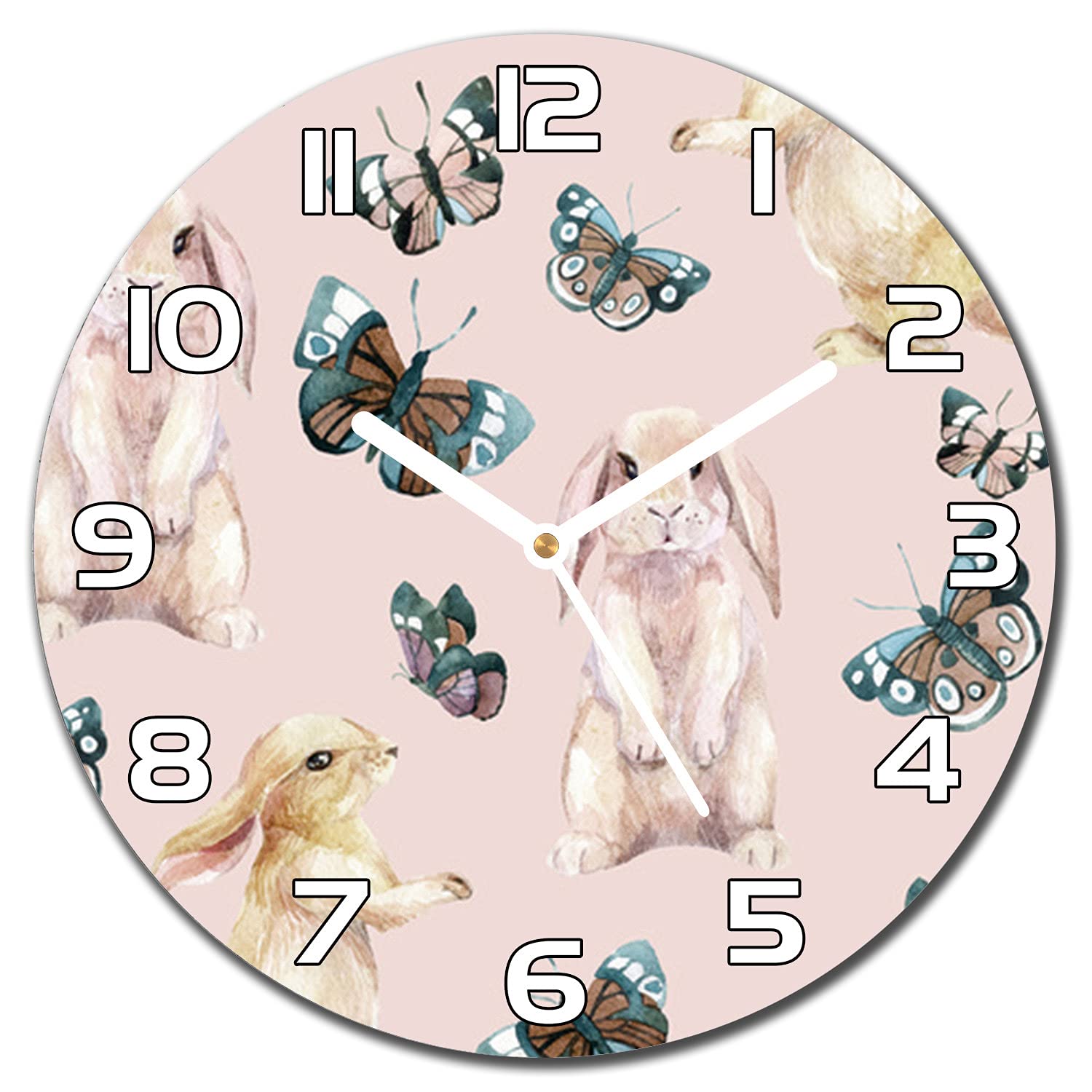 Horloge en verre cuisine salon moderne aiguilles blanches 30 cm