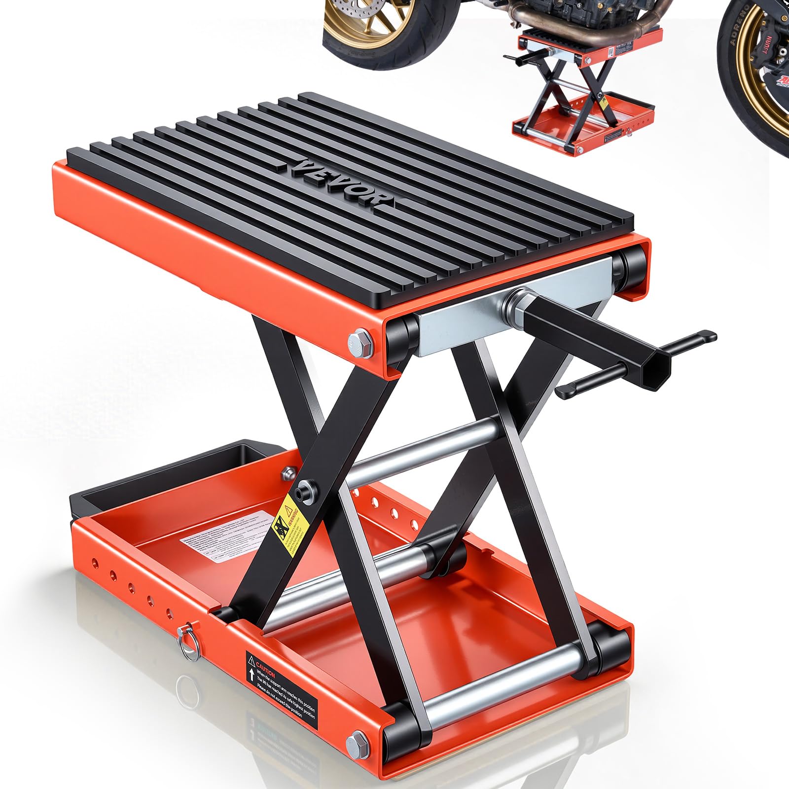 VEVOR Martinetto a Forbice per Moto, Piattaforma di Sollevamento Compatta Carico Max 680 kg, Escursione di Sollevamento 10,5-35 cm per Manutenzione Moto da Officina Garage, Sollevatore in Acciaio